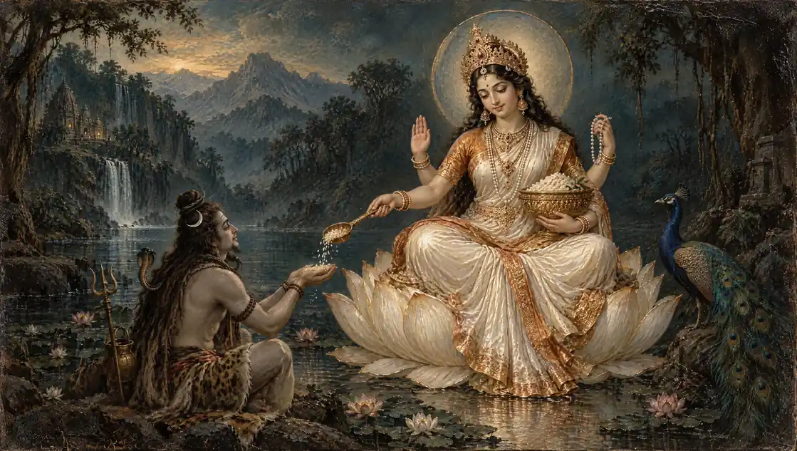 Goddess Annapurna in the owner-supplied devotional painting